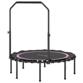 Rebounder Fitness Trampoline for Adults with Adjustable Handle, 45-Inch Foldable Mini Trampoline, 440 lb Capacity, Pink (Option: Pink-900x440x110 mm)