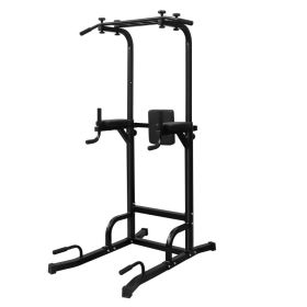Power Tower Pull Up Bar Station with Dip Station, Adjustable Home Strength Training Equipment (Option: Black)
