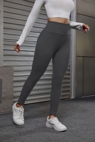 Autumn And Winter Women's Velvet Lift Hip Tight Pants With Elastic High Waist Sports Tight Pants (Color: Gray, size: small)