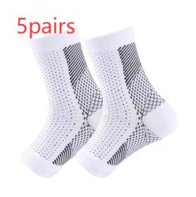 Outdoor Fitness Socks Toe Protection Compression Socks (Option: 5pairs, Color: White, size: XXL)