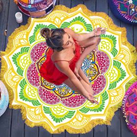 Polygon Printing Tassel Round Bath Towel Yoga Mat (Specification: Yellow)
