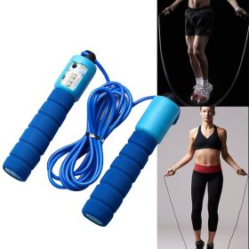 Skipping Rope With Counter Adjustable Length Counter Wear-resistant Foam Cotton Handle JumpRope Exercise Portable Sports Training Equipment (Specification: Blue)