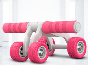 Four-wheel abdominal muscle exercise fitness equipment (Specification: Pink)