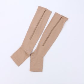 Elastic socks sports compression socks compression zipper socks (Specification: Complexion/XXL)