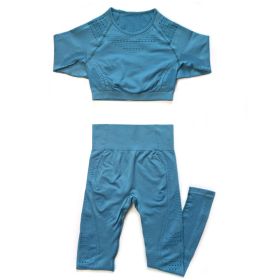 Seamless yoga gym suit (Specification: Blue/L)