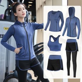 Thin gym yoga clothing (Specification: Blue/Long sleeve/XL)