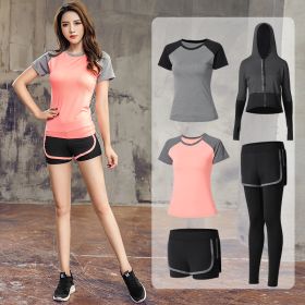 Gym workout Suit (Specification: Pink grey/3XL)