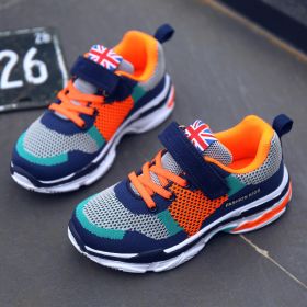 Sports Shoes, Mesh Breathable Running Shoes For Boys and Girls (Specification: Grey Orange/32)