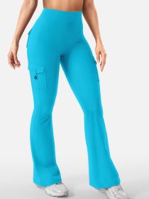 Womens Solid-Color Outdoor Sports Tight Pants (Color: Blue, size: small)