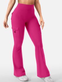 Womens Solid-Color Outdoor Sports Tight Pants (Color: Rose Red, size: small)
