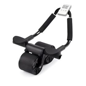Four-wheel Abdominal Wheel Automatic Rebound Abdominal Muscle Training Firm Abs Thin Belly AB Roller Sports Fitness Equipment (Specification: Classic Black Timing)