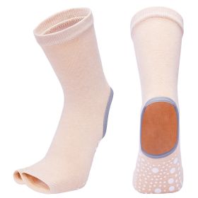 Female Non-slip Yoga Socks (Color: Beige)