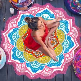 Polygon Printing Tassel Round Bath Towel Yoga Mat (Specification: Pink)