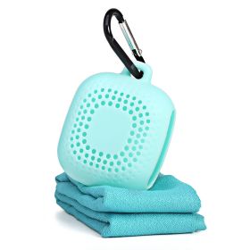 Quick-drying Towel Sweat-absorbent Gym Cold Towel Outdoor Sports Towel Mini Travel Portable Silicone Suit (Specification: Green and silicone sleeve)