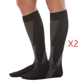 Compression Socks For Men&Women Best Graduated Athletic Fit For Running Flight Travel Boost Stamina Circulation&Recovery Socks (Color: Black 2PC, size: S M)