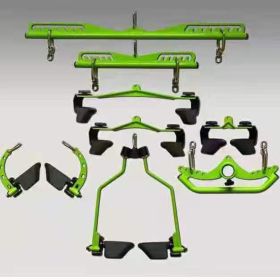 Gym Fitness Lat Pulldown Rowing Bar Pulley Cable Machine T Bar V Bar Attachments (Specification: Green/8piece set)