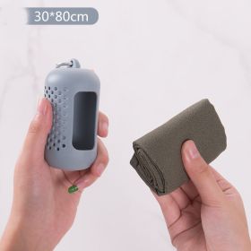 Quick Drying Cooling Microfiber Towel Instant Cooling Relief Sports Portable Yoga Gym Pilates Running Travel Towel Silicone Bag (Specification: Light Grey/L)