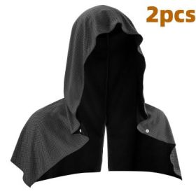 Quick Drying Sports Towel U-shaped Hoodie Cooling Towel Sun Protection Beach Cool Towel For Camping Gym Swimming Running Yoga (Specification: Black/2PCS)