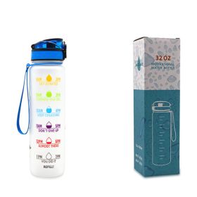 1L Tritan Water Bottle With Time Marker Bounce Cover Motivational Water Bottle Cycling Leakproof Cup For Sports Fitness Bottles (Specification: Colorful with box/1L)