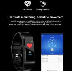 Smart Bracelet With Bluetooth Wristband Heart Rate Monitor Watch Activity Fitness Tracker (Specification: Black)