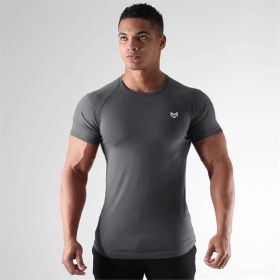 Gym Short Sleeve T Quick Dry Gym Clothes For Running (Specification: DT2 dark grey/M)