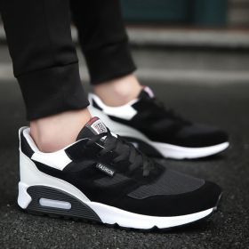 Men’s Cushioned Running Shoes with Thick Soles (Specification: Black white/8.5)