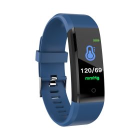 Screen Smart Wristband Heart Rate Monitor Fitness Activity Tracker 115plus Smart Band Color Blood Pressure Music Remote Control (Specification: Blue)