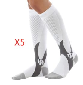 Compression Socks For Men&Women Best Graduated Athletic Fit For Running Flight Travel Boost Stamina Circulation&Recovery Socks (Color: White 5PC, size: S M)