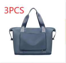 Foldable Large Capacity Women Gym Bags Shoulder Bag Women Training Travel Handle Handbag Yoga Sport Crossbody Tote Bag Women (Specification: Blue no cloth label X3)