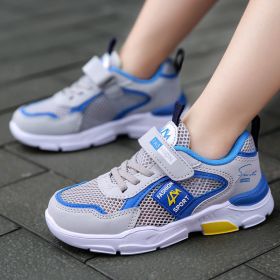 Children''s Shoes Boys summer running shoes children''s light (Specification: Gray blue hollow single net/28)