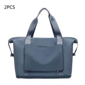 Foldable Large Capacity Women Gym Bags Shoulder Bag Women Training Travel Handle Handbag Yoga Sport Crossbody Tote Bag Women (Specification: Blue no cloth label X2)