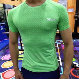 Men's Elastic Leisure Running Equipment Exercise T-shirt (Specification: Green/2XL)