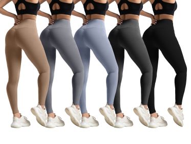 No Awkward Line Peach Butt Yoga Pants High Waist Tummy Control Running Sports Leggings (Option: Multicolored/5pcs, size: M)