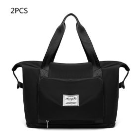 Foldable Large Capacity Women Gym Bags Shoulder Bag Women Training Travel Handle Handbag Yoga Sport Crossbody Tote Bag Women (Specification: BlackX2)