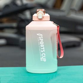 Extra Large Capacity  Cup With Straw Fitness Sports Water Bottle Fitness Big Bottles (Specification: Gradient Pink/2.3L/Straw)