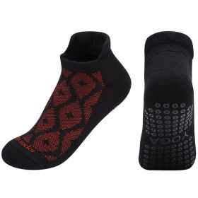 Floor Non-slip Pilates Trampoline Fitness Sports Socks (Specification: Black red/35to40)