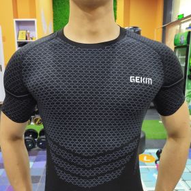 Men's Elastic Leisure Running Equipment Exercise T-shirt (Specification: Black/M)
