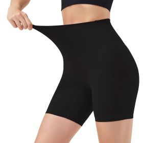 Women's High Waist Biker Shorts with 6.3-Inch Inseam for Yoga, Running & Workouts (Color: Black, size: S)