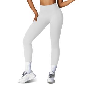 Women's High-Waist Workout Leggings - Compression Yoga & Running Pants, 25-Inch Inseam, No Front Seam, 5 Colors (Color: Pearl Grey, size: X-Large)