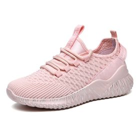 Summer Flying Woven Couple Sports Running Shoes (Specification: Pink/46)