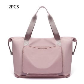 Foldable Large Capacity Women Gym Bags Shoulder Bag Women Training Travel Handle Handbag Yoga Sport Crossbody Tote Bag Women (Specification: Pink no cloth label X2)