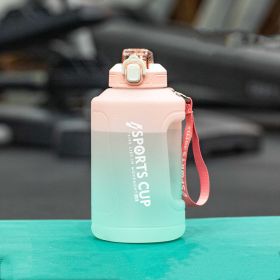 Extra Large Capacity  Cup With Straw Fitness Sports Water Bottle Fitness Big Bottles (Specification: Gradient Pink/1.5L/Straw)