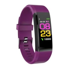 Smart Bracelet With Bluetooth Wristband Heart Rate Monitor Watch Activity Fitness Tracker (Specification: Purple)