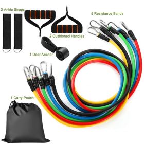 11 Piece Resistance Bands Set with Handles, Door Anchor & Ankle Straps for Home Gym, Strength Training, Yoga & Pilates (Option: Resistant band)