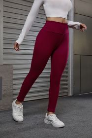 Autumn And Winter Women's Velvet Lift Hip Tight Pants With Elastic High Waist Sports Tight Pants (Color: Red, size: X-Small)