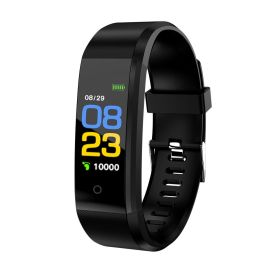 Screen Smart Wristband Heart Rate Monitor Fitness Activity Tracker 115plus Smart Band Color Blood Pressure Music Remote Control (Specification: Black)