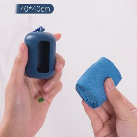 Quick Drying Cooling Microfiber Towel Instant Cooling Relief Sports Portable Yoga Gym Pilates Running Travel Towel Silicone Bag (Specification: Dark Blue/S)