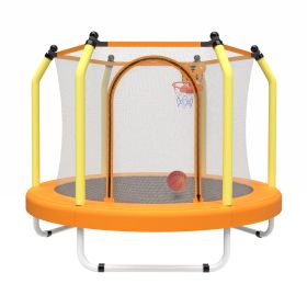 55-inch Trampoline For Kids Indoor & Outdoor Small Toddler Trampoline With Basketball Hoop (Specification: Yellow)