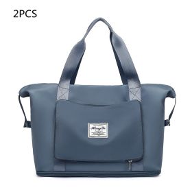 Foldable Large Capacity Women Gym Bags Shoulder Bag Women Training Travel Handle Handbag Yoga Sport Crossbody Tote Bag Women (Specification: Blue X2)