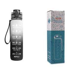 1L Tritan Water Bottle With Time Marker Bounce Cover Motivational Water Bottle Cycling Leakproof Cup For Sports Fitness Bottles (Specification: White gray gradient with box/1L)